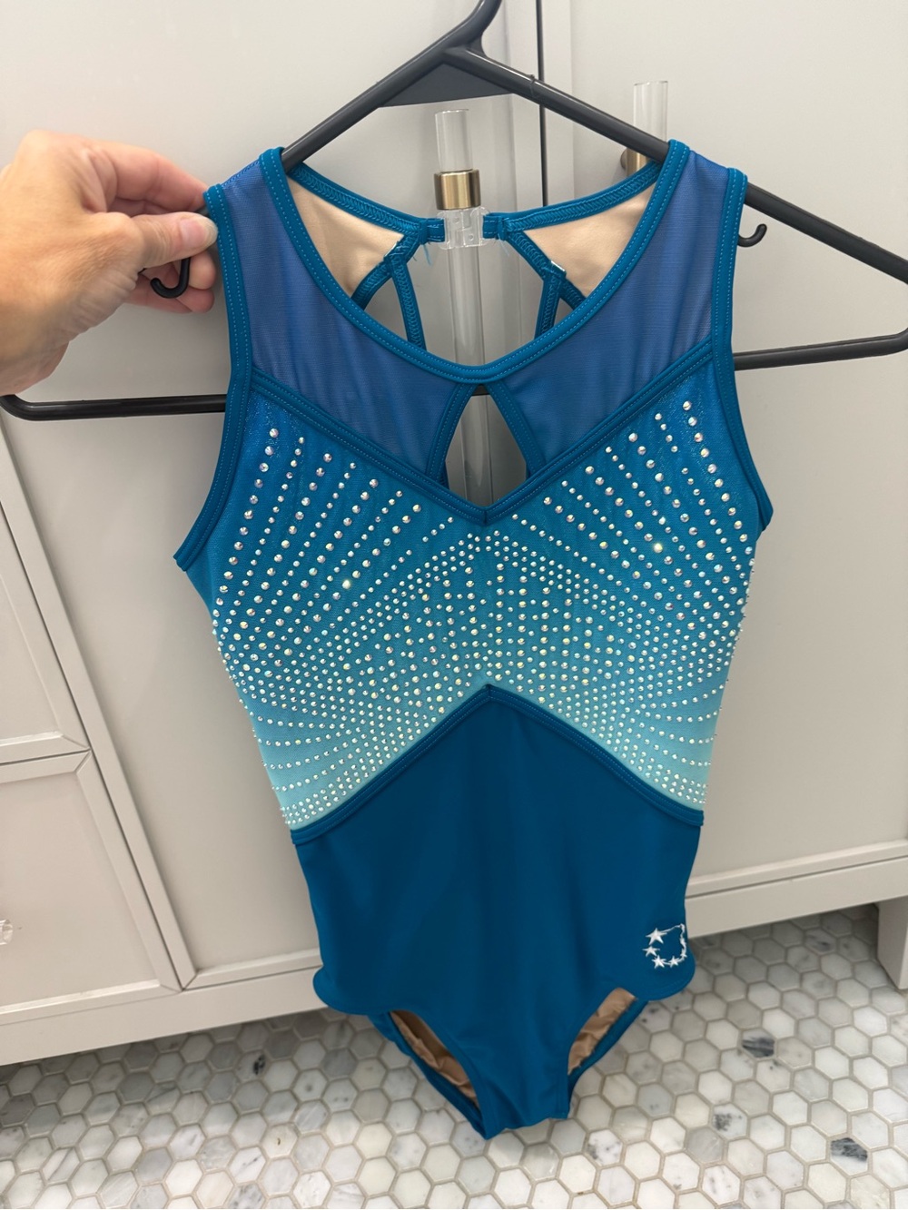 Little Stars Teal Ombre Rhinestone Leotard